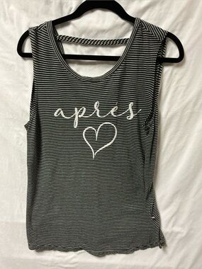 Sol Angeles Black & White Striped 'apres' Graphic Tank